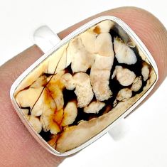 925 silver 13.98cts solitaire peanut petrified wood fossil ring size 9.5 u43944