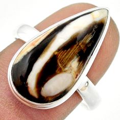 925 silver 13.27cts solitaire peanut petrified wood fossil ring size 9.5 u43960