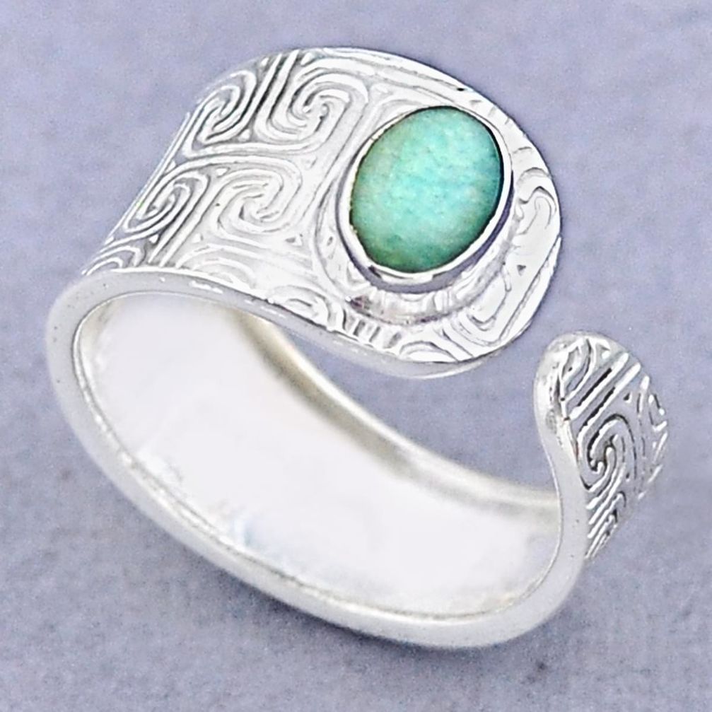 925 silver 1.42cts solitaire peruvian amazonite adjustable ring size 7 t47387
