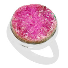 925 silver 13.57cts solitaire pink cobalt calcite druzy ring size 10.5 u89150