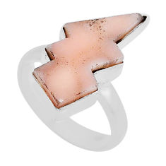 925 silver 6.51cts solitaire pink natrolite thunderbolt ring size 6.5 n26662