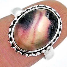 925 silver 6.54cts solitaire pink sonoran dendritic rhyolite ring size 7 y3449