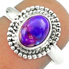 Clearance Sale- 925 silver 1.94cts solitaire purple mojave turquoise oval ring size 6.5 u7616