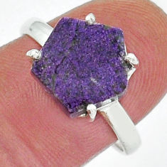 925 silver 4.46cts solitaire purpurite stichtite hexagon ring size 8 y18287