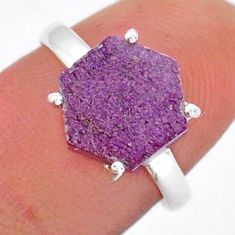 925 silver 4.34cts solitaire purpurite stichtite hexagon ring size 8 y18291
