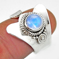 925 silver 2.29cts solitaire rainbow moonstone adjustable ring size 6.5 n35499