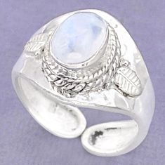 925 silver 1.97cts solitaire rainbow moonstone adjustable ring size 6 t87970