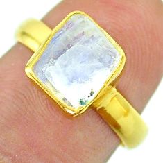 925 silver solitaire rainbow moonstone slice raw 14k gold ring size 7 t52218