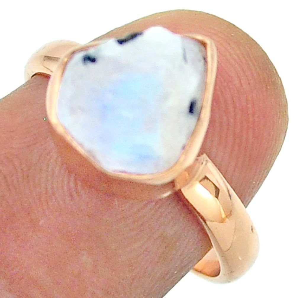 925 silver solitaire rainbow moonstone slice raw rose gold ring size 7 t52228