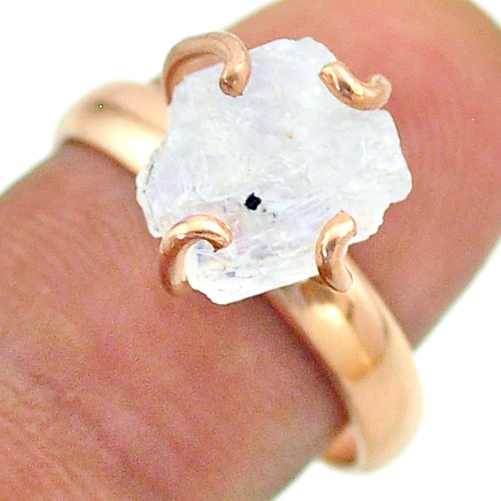 925 silver solitaire rainbow moonstone slice raw rose gold ring size 8 t52244