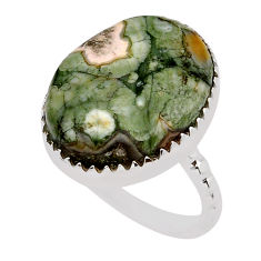 925 silver 11.58cts solitaire rainforest rhyolite jasper ring size 7.5 y36699