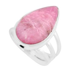 925 silver 13.09cts solitaire rhodonite in black manganese ring size 8.5 y52778