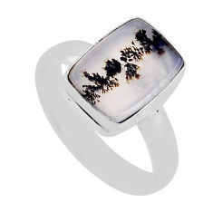 925 silver 4.19cts solitaire scenic russian dendritic agate ring size 6.5 n45454