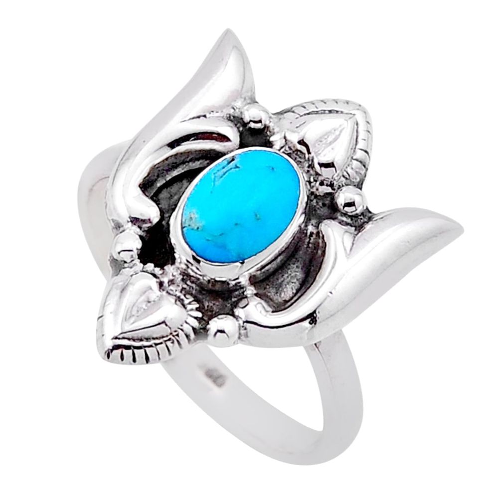 925 silver 1.44cts solitaire sleeping beauty turquoise heart ring size 7 n53907
