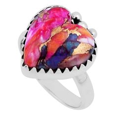 925 silver solitaire spiny oyster arizona turquoise heart ring size 7.5 n32309