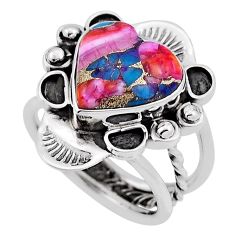925 silver solitaire spiny oyster arizona turquoise heart ring size 5.5 n33279