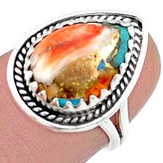 925 silver 5.24cts solitaire spiny oyster arizona turquoise ring size 6 u51404