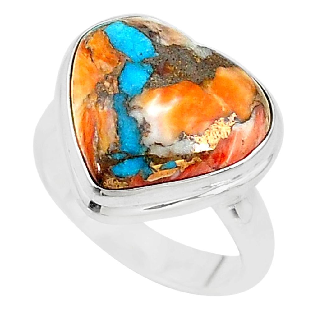 925 silver 12.34cts solitaire spiny oyster arizona turquoise ring size 7 t10332