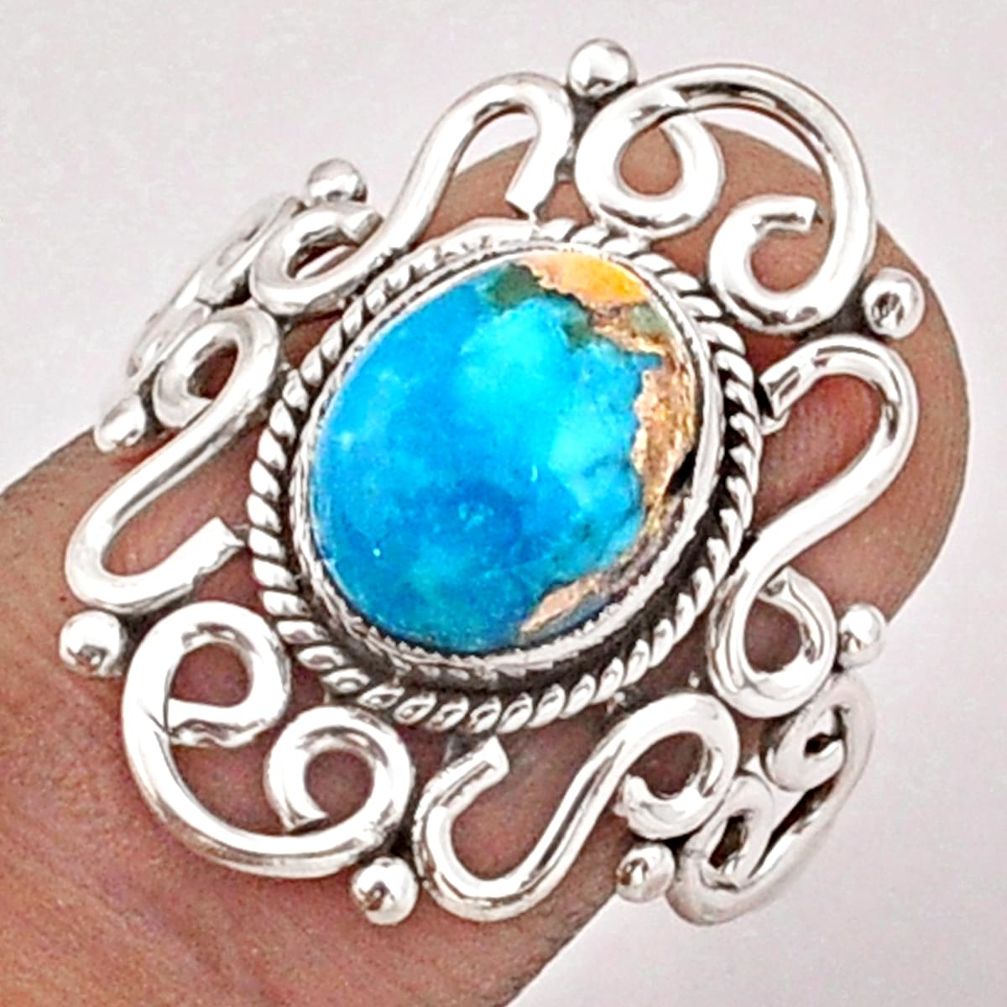 925 silver 4.30cts solitaire spiny oyster arizona turquoise ring size 8.5 t90858