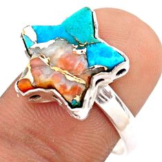 925 silver solitaire spiny oyster arizona turquoise star fish ring size 8 t76097