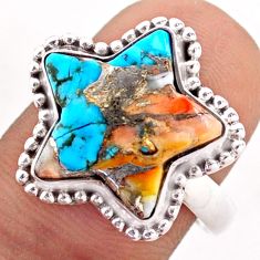 925 silver solitaire spiny oyster arizona turquoise star fish ring size 8 t76108
