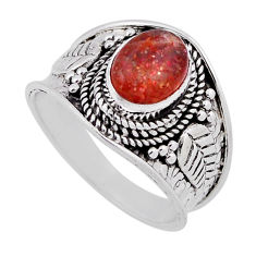 925 silver 1.90cts solitaire sunstone (hematite feldspar) ring size 7.5 n37564