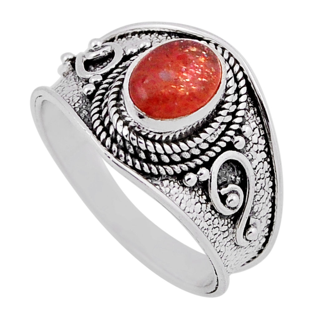 925 silver 1.97cts solitaire sunstone (hematite feldspar) ring size 8.5 n37573