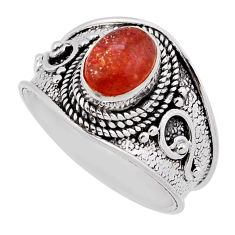 925 silver 1.88cts solitaire sunstone (hematite feldspar) ring size 8 n37574
