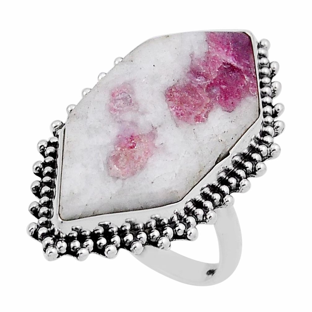 925 silver 20.76cts solitaire tourmaline in quartz hexagon ring size 7 n33395