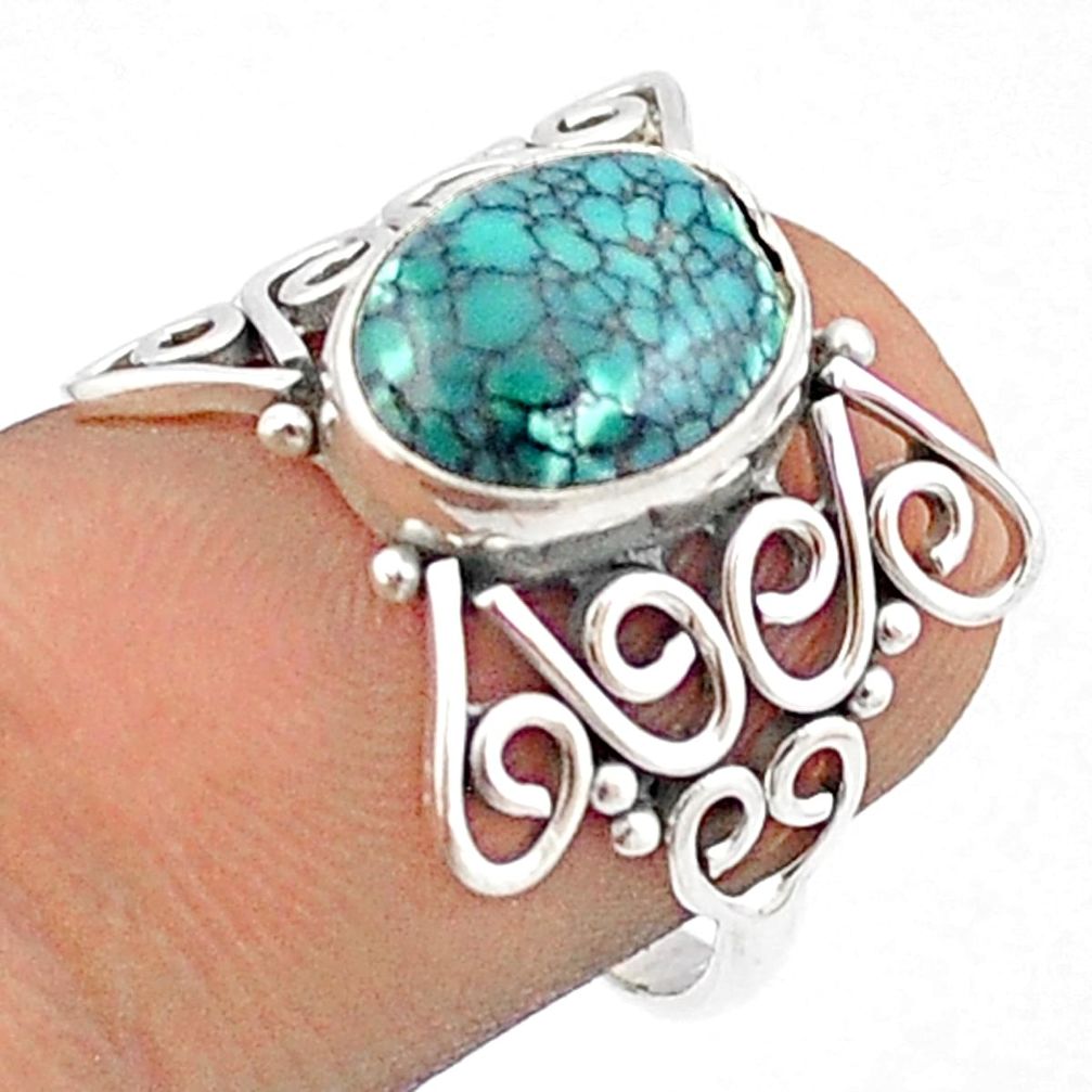 925 silver 3.93cts solitaire turquoise tibetan butterfly ring size 6 u27359