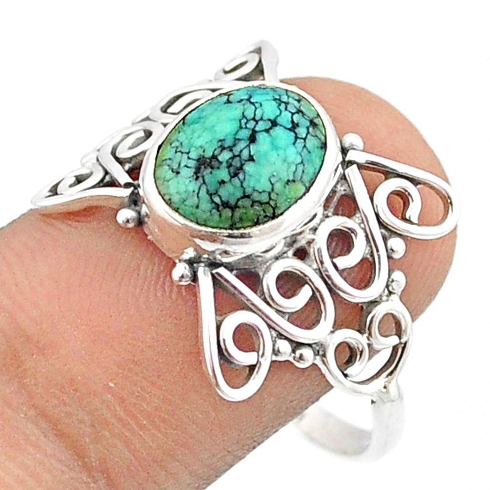 925 silver 2.79cts solitaire turquoise tibetan butterfly ring size 9.5 u27339