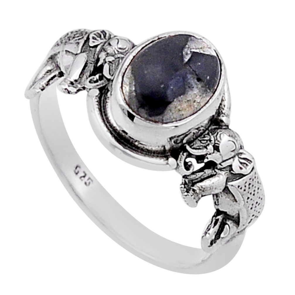 925 silver 2.01cts solitaire white buffalo turquoise elephant ring size 6 n50876