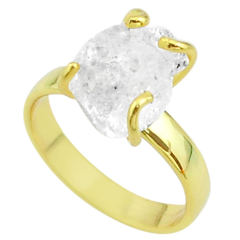 925 silver 5.84cts solitaire white herkimer diamond 14k gold ring size 7 t49435