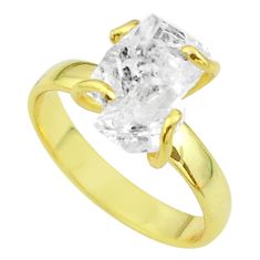 925 silver 5.80cts solitaire white herkimer diamond 14k gold ring size 8 t49432