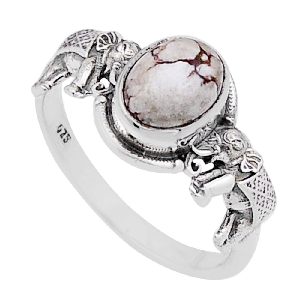 925 silver 2.14cts solitaire wild horse magnesite elephant ring size 7.5 n49814