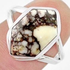 925 silver 7.24cts solitaire wild horse magnesite hexagon cocktail ring size 8 u44324