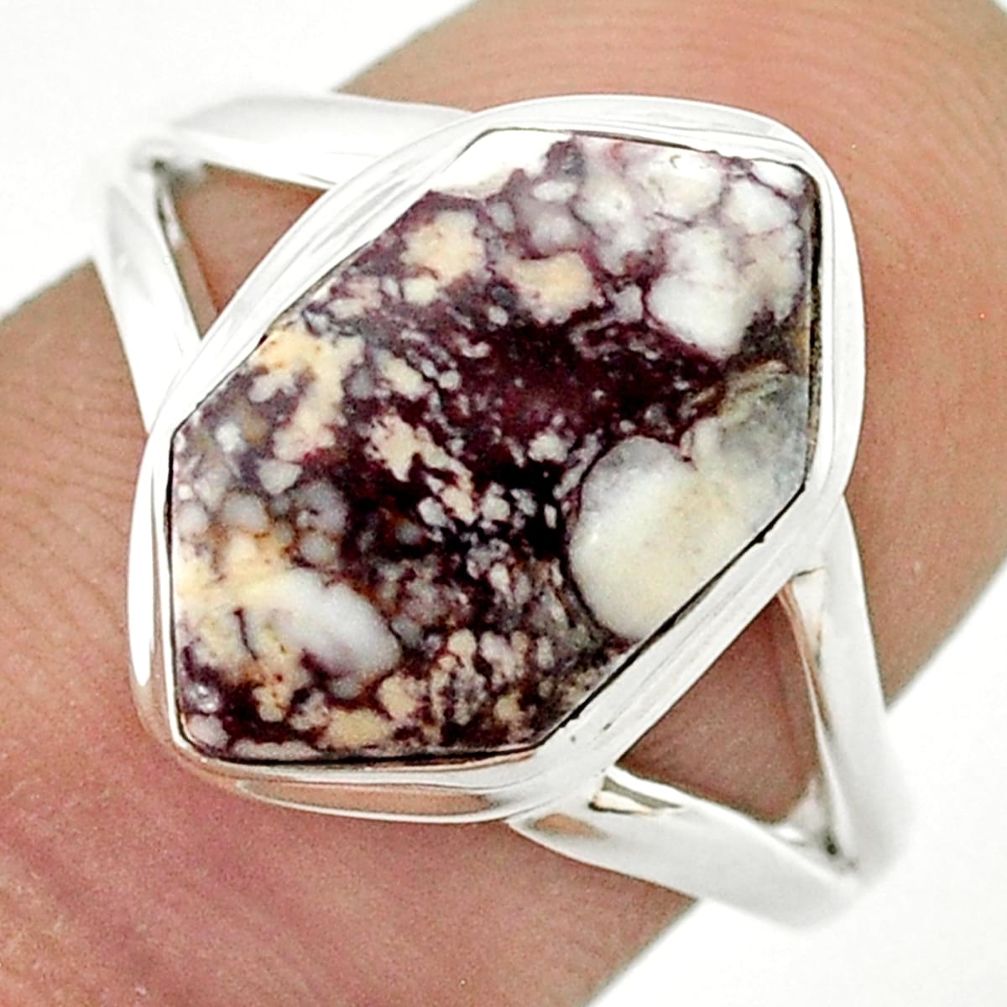 925 silver 6.60cts solitaire wild horse magnesite hexagon cocktail ring size 8 u44357
