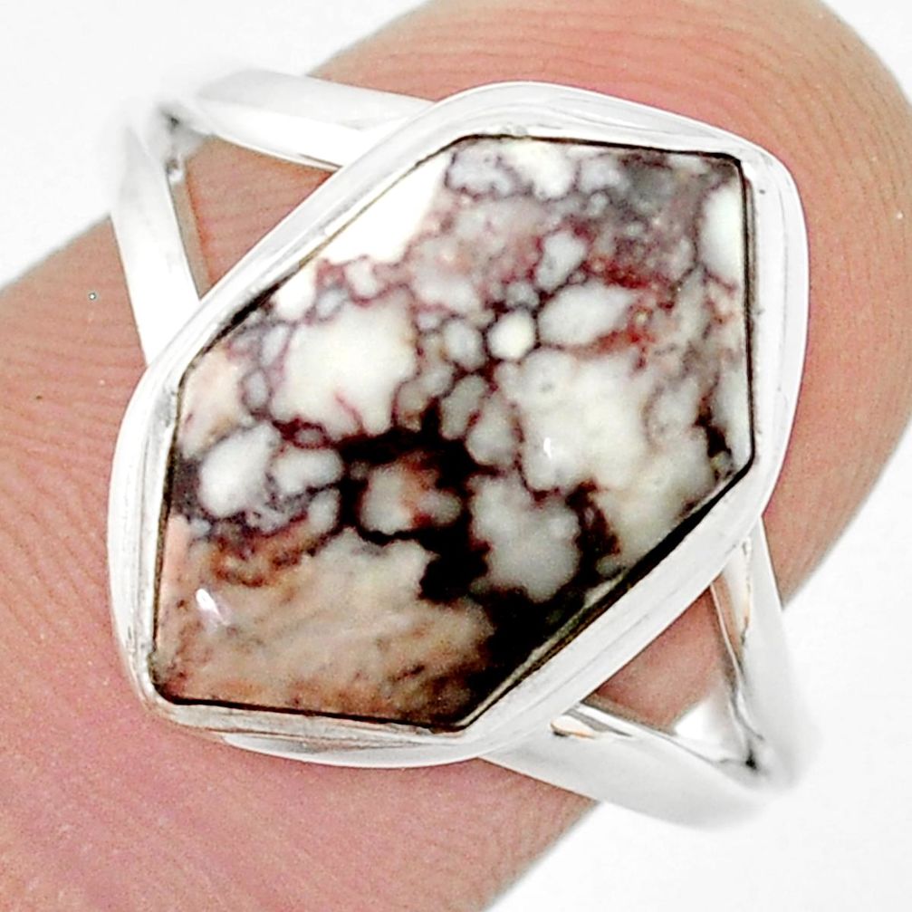 925 silver 7.24cts solitaire wild horse magnesite hexagon cocktail ring size 9 u44327