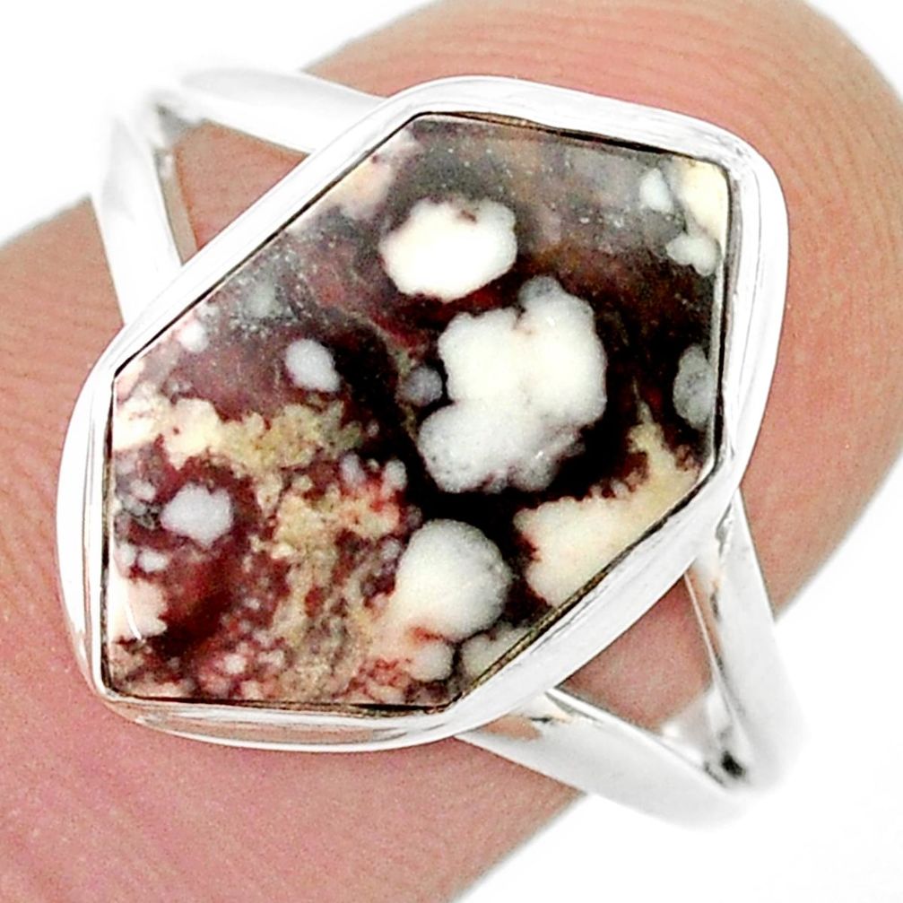 925 silver 6.58cts solitaire wild horse magnesite hexagon cocktail ring size 9 u44336