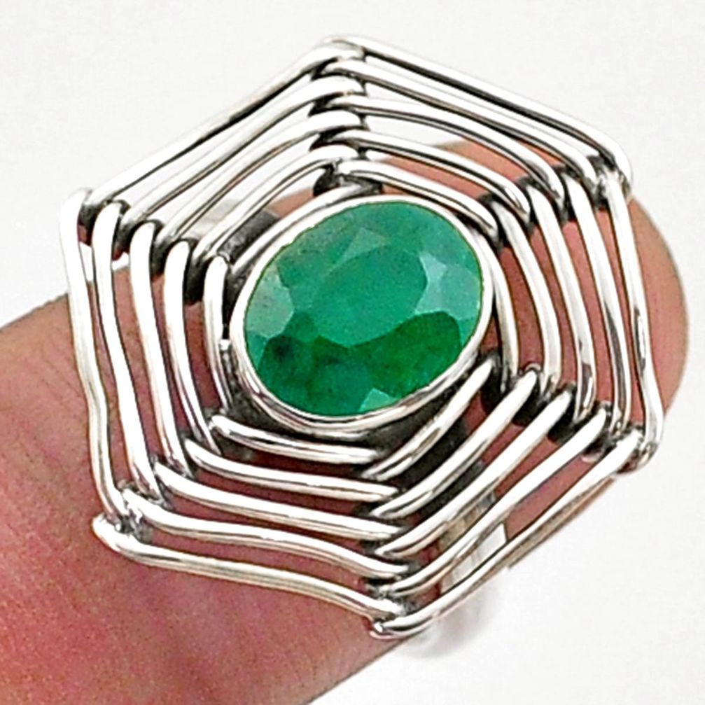 925 silver 3.28cts spider web natural emerald marquise ring size 6.5 t62394