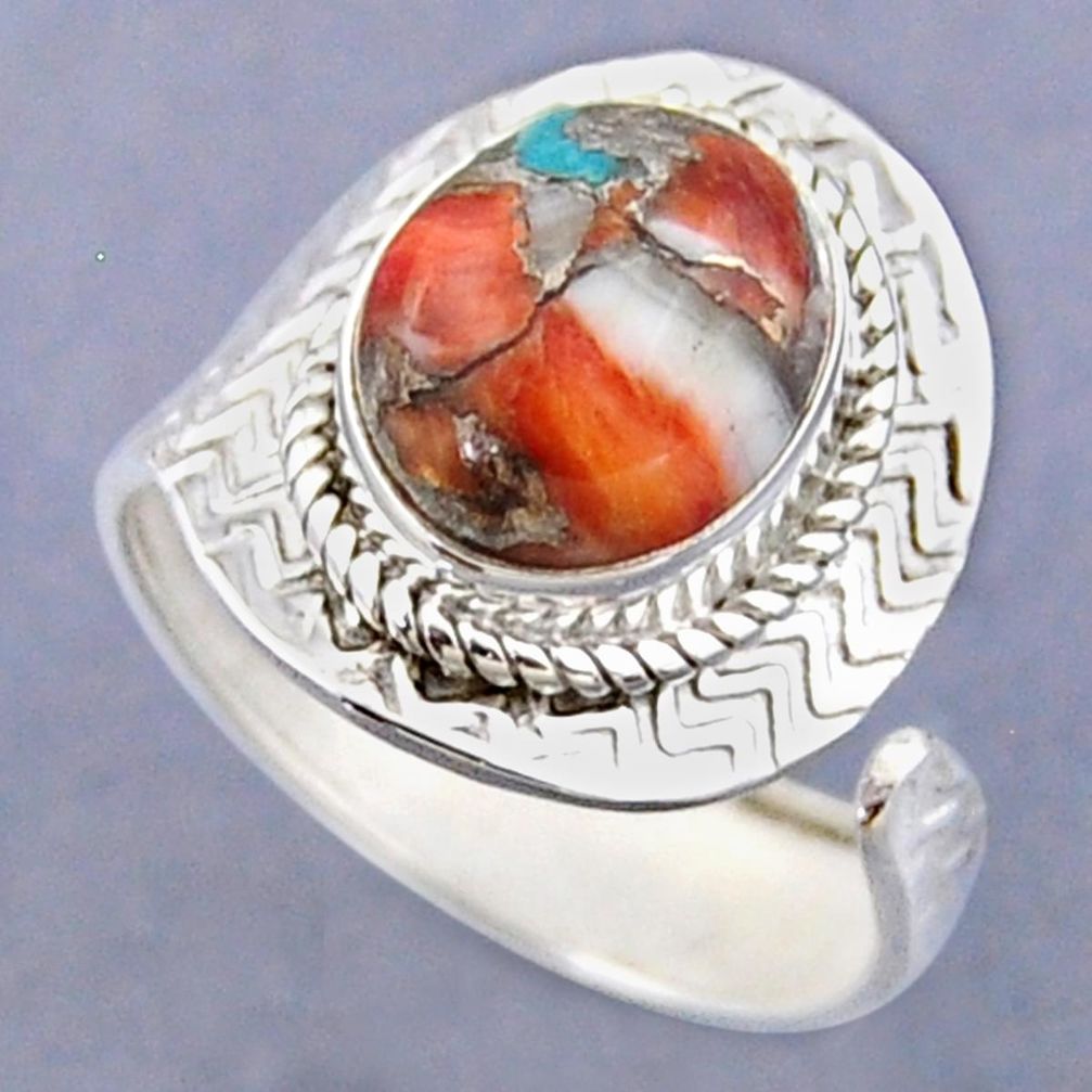 925 silver 5.12cts spiny oyster arizona turquoise adjustable ring size 9 r54792