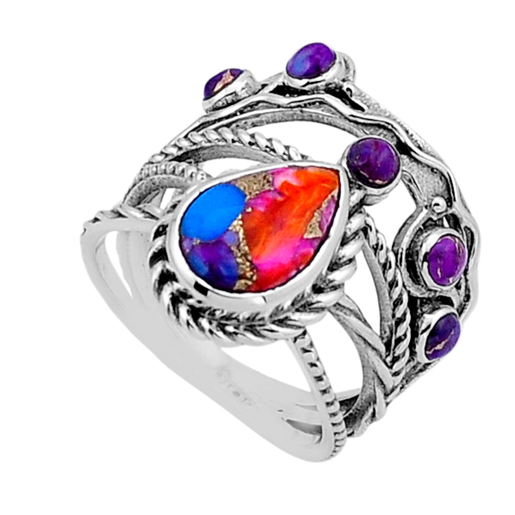 925 silver spiny oyster arizona turquoise copper turquoise ring size 9 n54573