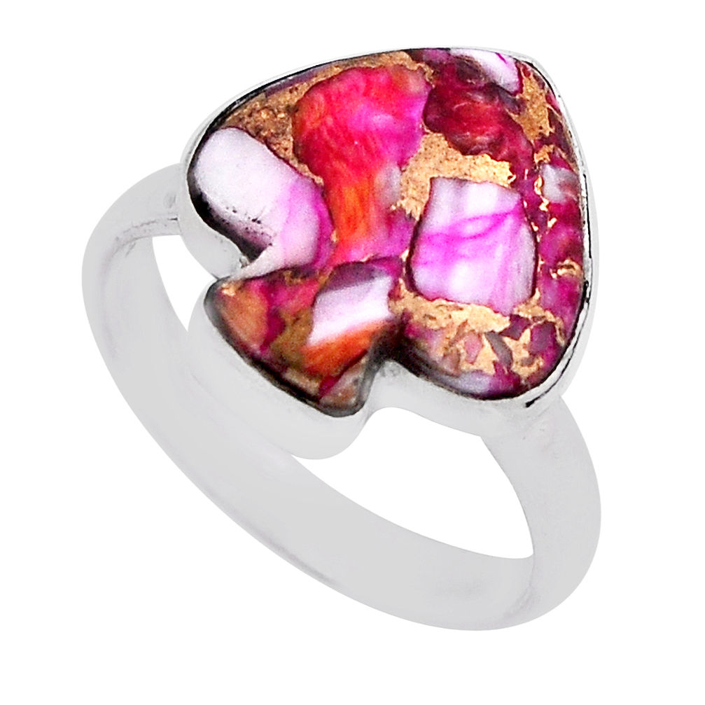 925 silver 7.58cts spiny oyster arizona turquoise fancy heart ring size 9 n26612