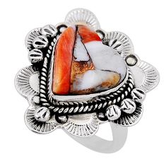 925 silver 6.60cts spiny oyster arizona turquoise heart shape ring size 7 n33980