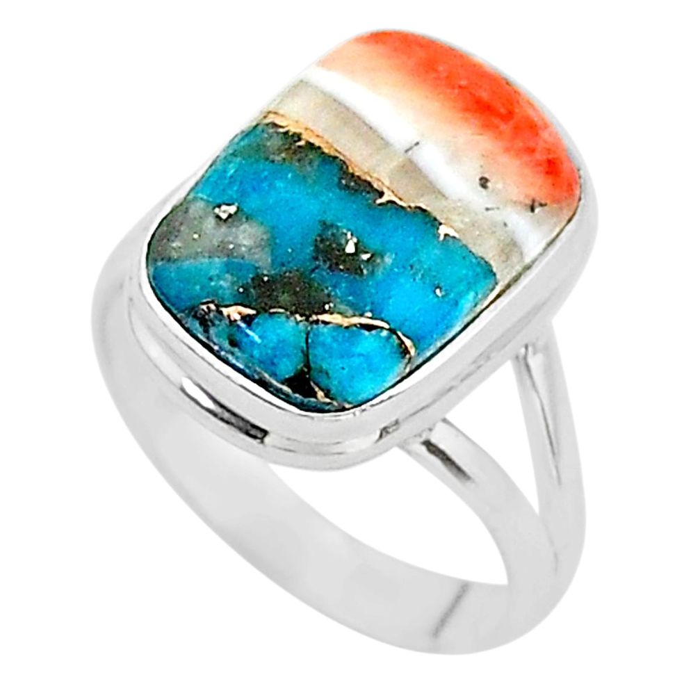 925 silver 5.71cts spiny oyster arizona turquoise solitaire ring size 6 t12940