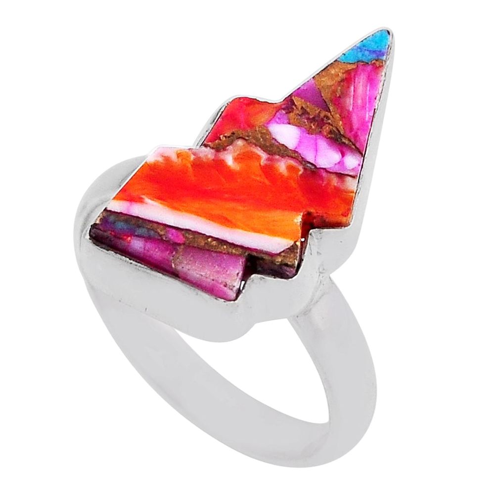 925 silver 7.53cts spiny oyster arizona turquoise thunderbolt ring size 8 n26643