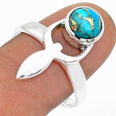 925 silver 2.67cts spirit healer blue copper turquoise round ring size 10 u75979