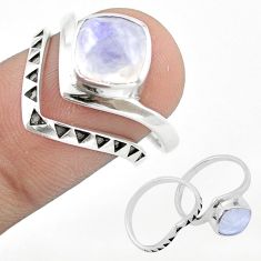 925 silver 3.17cts stackable natural rainbow moonstone 2 rings size 7.5 u20088