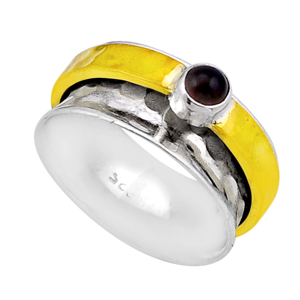 925 silver 0.48cts stackable purple amethyst round gold band ring size 8 n49940