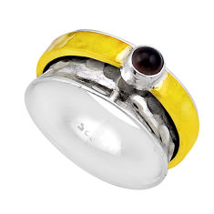 925 silver 0.48cts stackable purple amethyst round gold band ring size 8 n49940